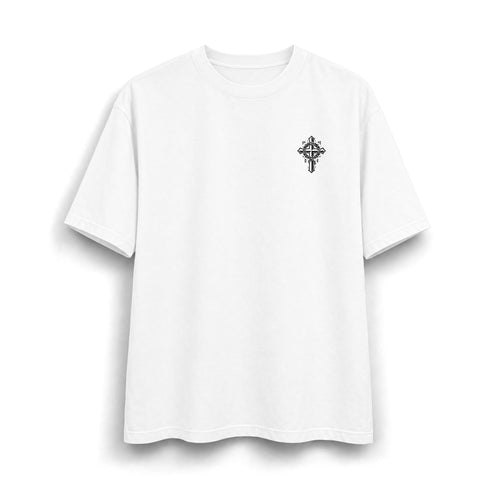 Crucifix Graphic T-Shirt — Black Jesus Cross Back Print