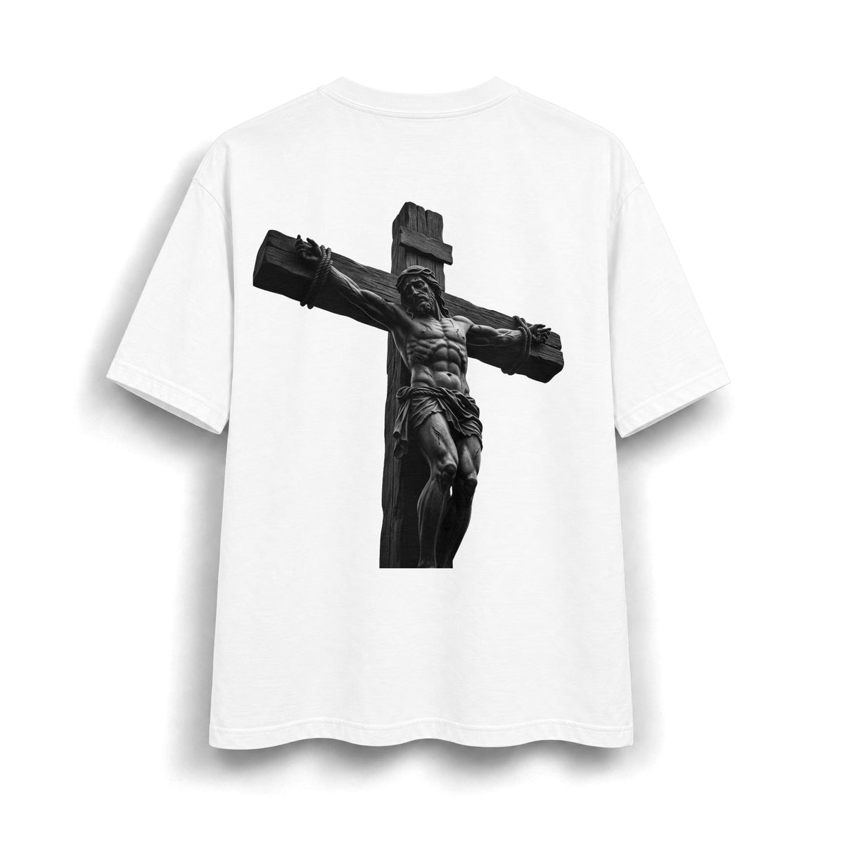 Crucifix Graphic T-Shirt — Black Jesus Cross Back Print